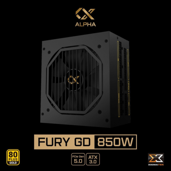 XIGMATEK FURY GD 850W (EN40740) - 80PLUS GOLD, PCI-E Gen 5.0, ATX 3.0, 100% CÁP DẸT ĐEN