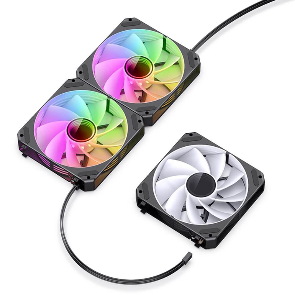 Bộ 3 Quạt JONSBO ZG-120BR Black (3in1, Cánh Đảo Chiều, Ghép nối không dây)