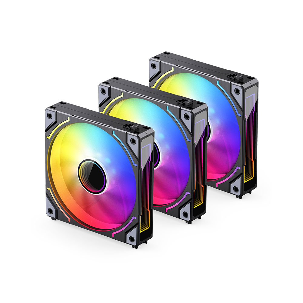 Bộ 3 Quạt JONSBO ZH-120BR Black infinity (3in1, Cánh đảo chiều,Ghép nối không dây)