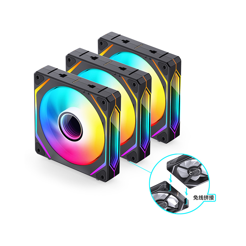 Bộ 3 Quạt JONSBO ZL-120B (3 IN 1) BLACK infinity (Ghép Nối Không Dây)