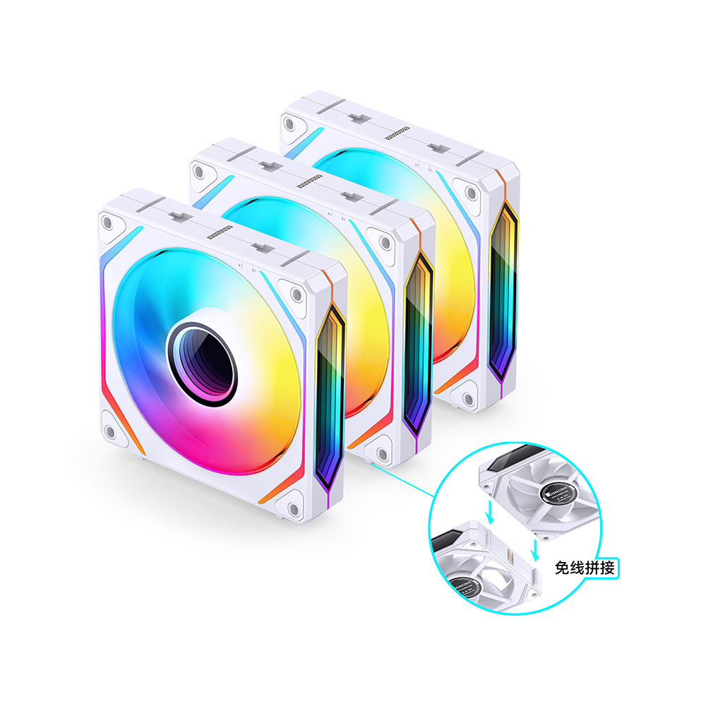 Bộ 3 Quạt JONSBO ZL-120W (3 IN 1) WHITE infinity (Ghép Nối Không Dây)