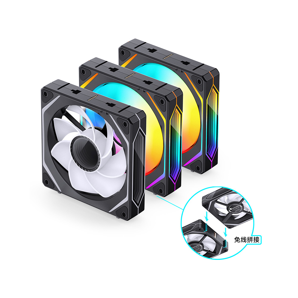 Bộ 3 Quạt JONSBO ZL-120BR (3 IN 1) BLACK infinity REVERSE (Ghép Nối Không Dây, Đảo Chiều)