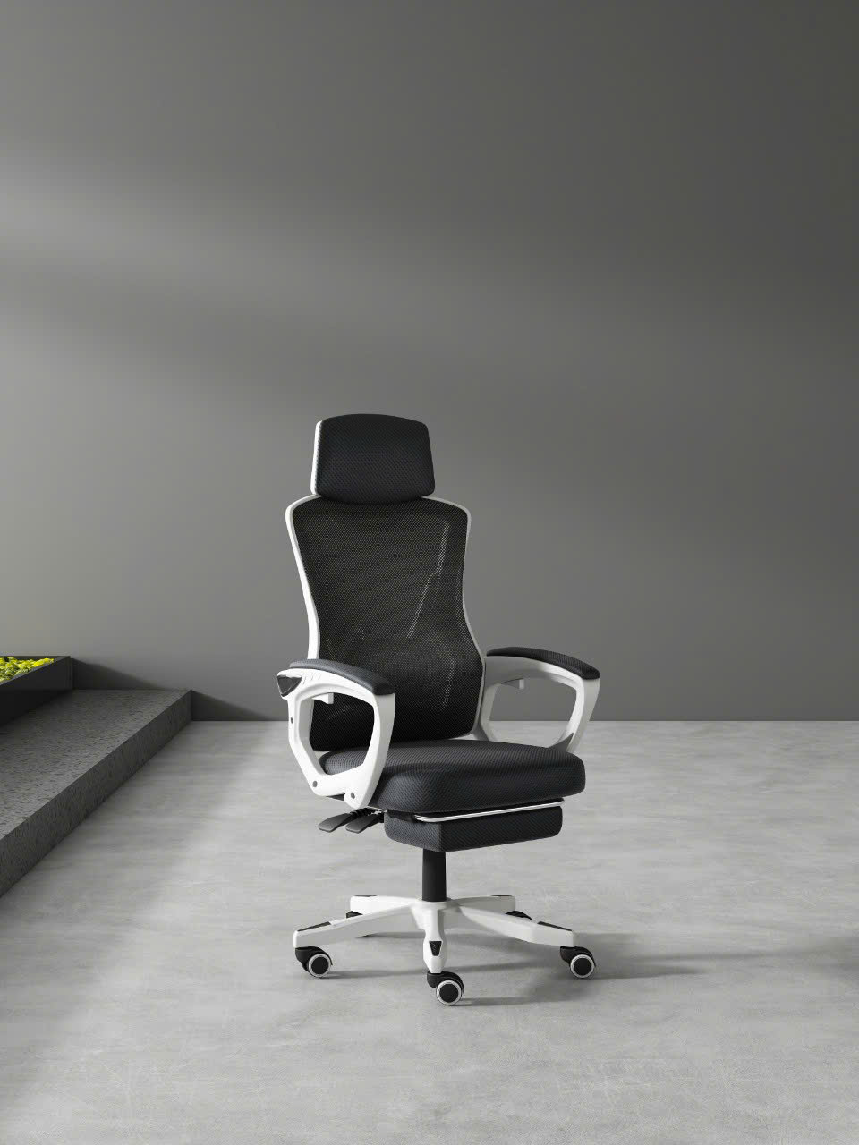 GHẾ CÔNG THÁI HỌC 818 TRẮNG + GÁC CHÂN